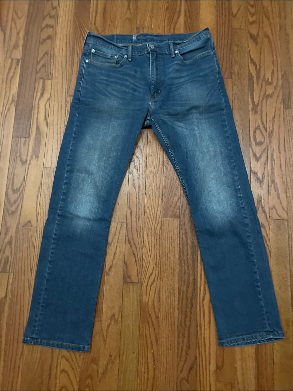 Levi's Blue Straight-Leg Jeans with Faded Whiskering size 36x32